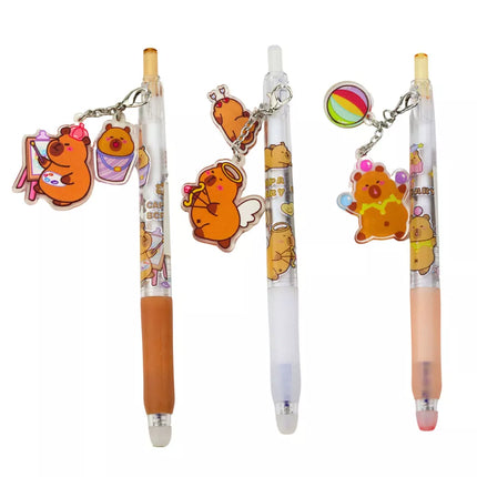 Kapibaros gelinis rašiklis-raktų pakabukas, mėlynas rašalas, 14,5 cm, įvairių spalvų