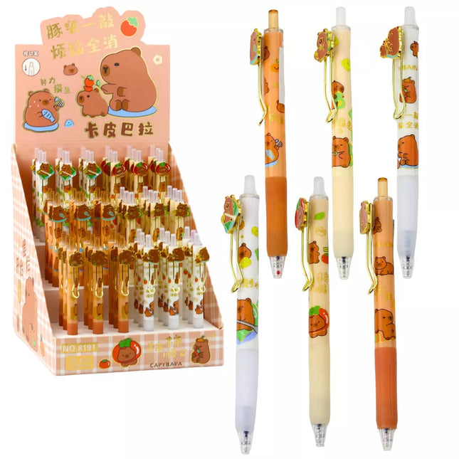 Kapibara gelinis rašiklis, mėlynas rašalas, 0,5 mm, 14 cm, įvairių spalvų