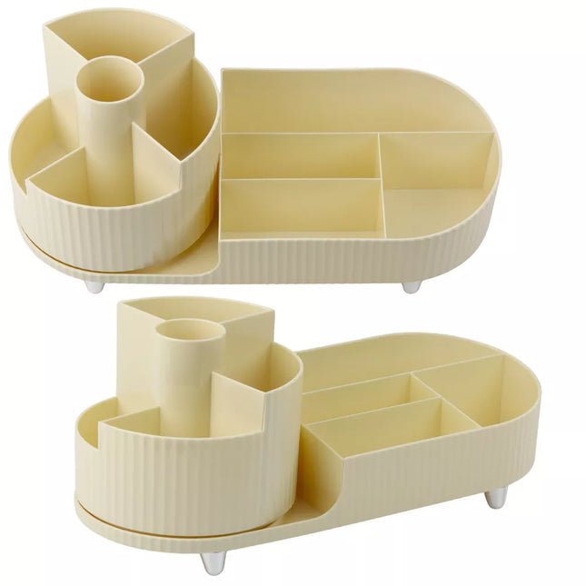 Daugiafunkcinis kosmetikos organizatorius, besisukantis, erdvus, smėlio spalvos