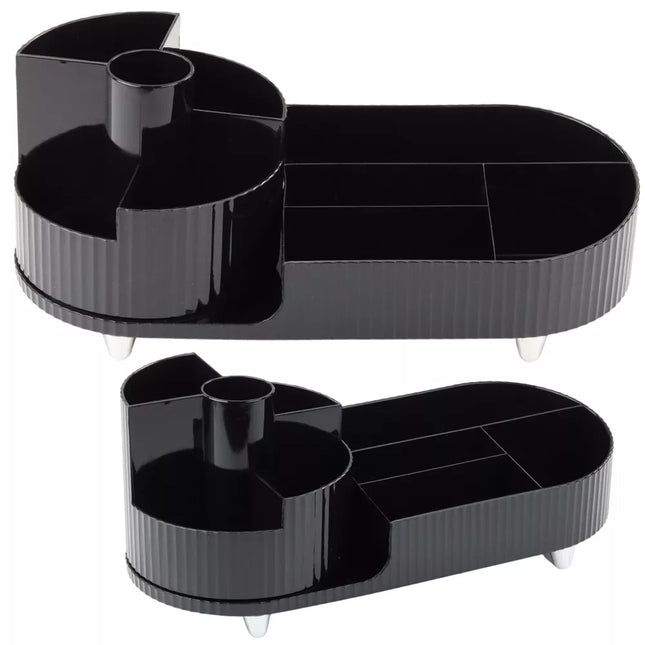 Daugiafunkcinis kosmetikos organizatorius stalui, pasukamas, erdvus, juodas