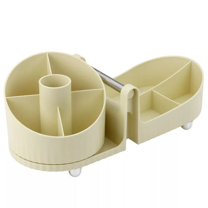 Kosmetikos ir biuro reikmenų organizatorius su rankena, smėlio spalvos