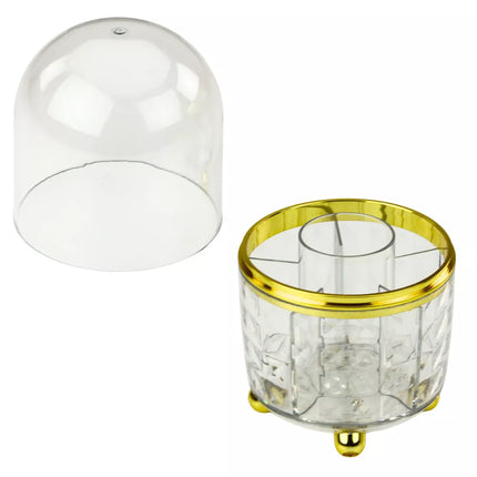 360° besisukantis organizatorius šepetėliams ir kosmetikai su dangteliu, permatomas