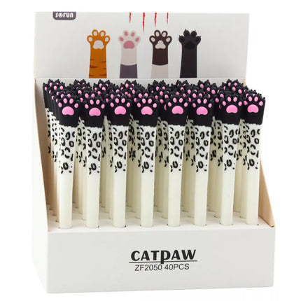 Gelinis rašiklis su katės letenėle, mėlynas rašalas, juodai baltas dangtelis, 16,5 cm