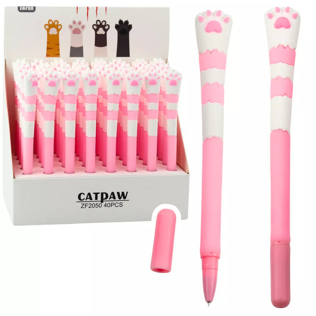 Gelinis rašiklis „Katės letena“, mėlynas rašalas, rožinis dangtelis, 16,5 cm