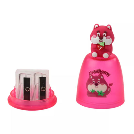 Drožtukas storiems ir ploniems pieštukams su konteineriu, rožinis