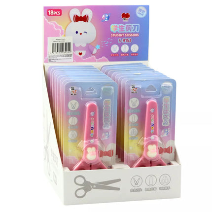 Žirklės su dangteliu, dekoruotos baltu zuikučiu, 14 cm, skirtos mokyklai