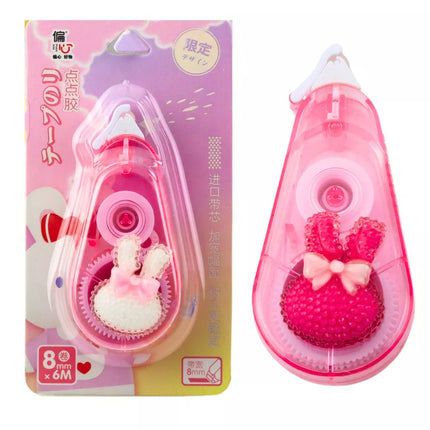 Korekcijos juosta "Pelė", mokyklinė, biuro, dekoratyvinė, zuikutis, rožinė, 8 mm x 6 m