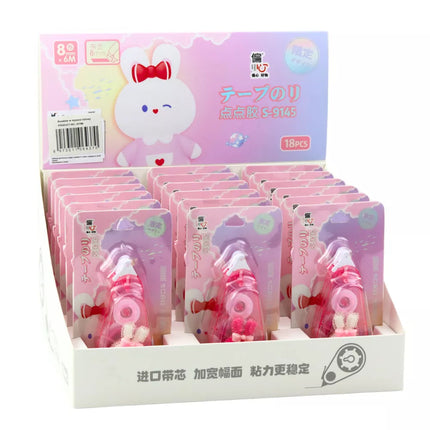 Korekcijos juosta "Pelė", mokyklinė, biuro, dekoratyvinė, zuikutis, rožinė, 8 mm x 6 m