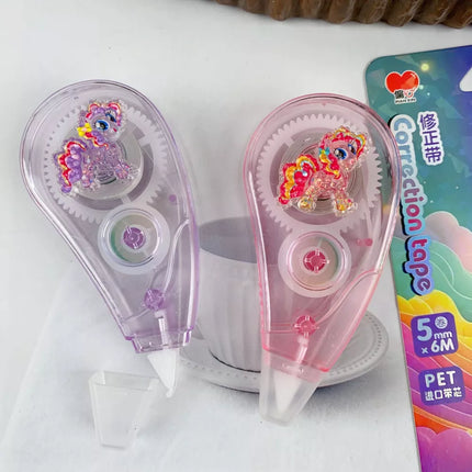 Korekcijos juostos pelė, 6 m x 5 mm, vienaragis, rožinė, violetinė, mokykla, biuras