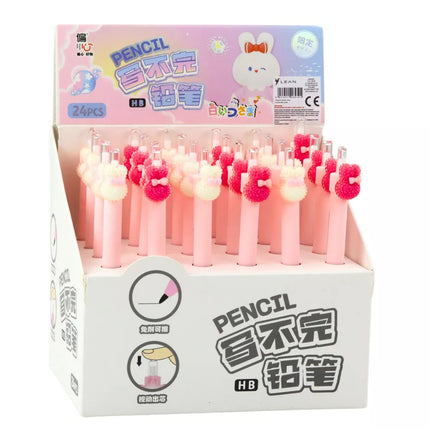 Rožinis 15 cm Dekoratyvinis Mechaninis Pieštukas su Zuikučiu