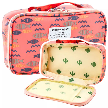 Pieštukinė mokyklinė dėžutė-organaizeris su papildoma kišene, "Žuvis", rožinė, 21,5 cm