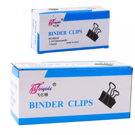 Universalios biuro sąvaržėlės, spyruoklinis plienas, juodos, 32 mm, 12 vnt.