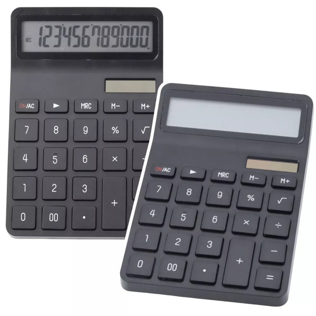 Biuro mokyklos skaičiuotuvas, 12 skaitmenų LCD ekranas, saulės energijos, juodas