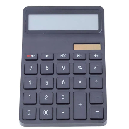 Biuro mokyklos skaičiuotuvas, 12 skaitmenų LCD ekranas, saulės energijos, juodas