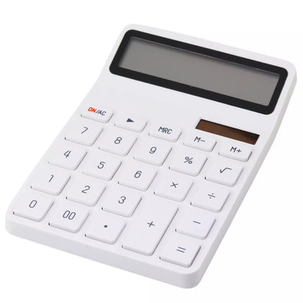 Ofiso mokyklos skaičiuoklis, 12 skaitmenų LCD ekranas, su saulės energija, baltas