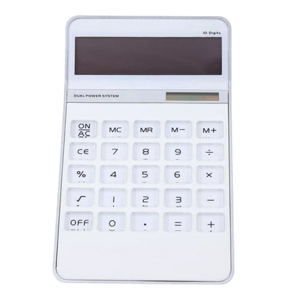 Klasikinis stalo skaičiuoklis, 10 skaitmenų, su saulės energija, baltas