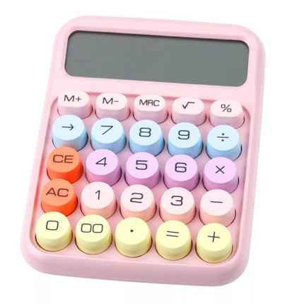 12 skaitmenų, baterijomis maitinamas mokyklos ir biuro skaičiuotuvas KK-816, rožinis