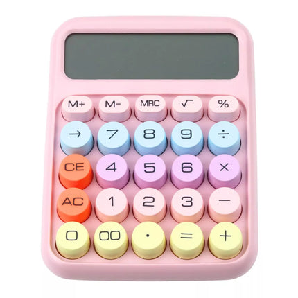 12 skaitmenų, baterijomis maitinamas mokyklos ir biuro skaičiuotuvas KK-816, rožinis