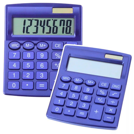 Klasikinis 8 skaitmenų LCD saulės energijos tamsiai mėlynas biuro ir mokyklinis skaičiuoklis