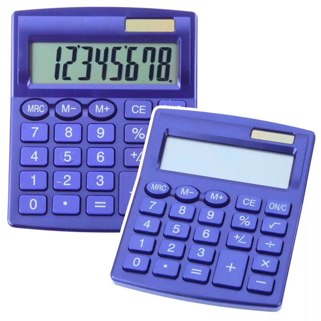 Klasikinis 8 skaitmenų LCD saulės energijos tamsiai mėlynas biuro ir mokyklinis skaičiuoklis