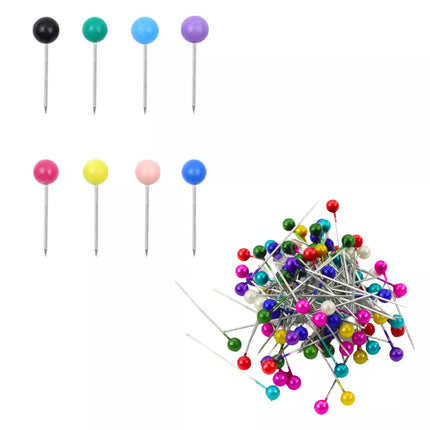 Biuro siuvimo segtukų rinkinys su spalvota galvute - 100 vnt.