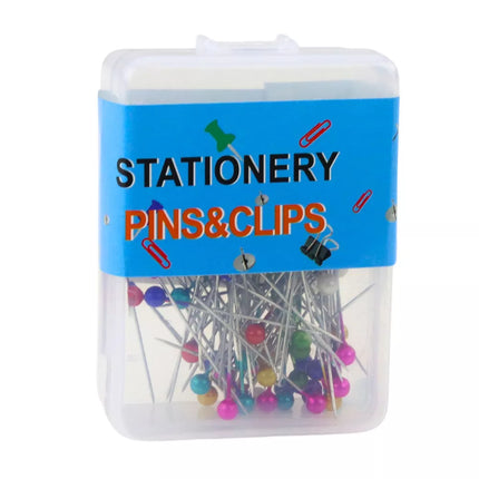 Biuro siuvimo segtukų rinkinys su spalvota galvute - 100 vnt.