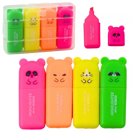 Mini spalvų žymeklių rinkinys „Meškiukai“ spalvotame plastikiniame dėkle, 5 vnt.