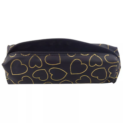 Vienos skyriaus pieštukinė mokyklai ir biurui "Auksinės širdelės", juoda, 20x6.5 cm