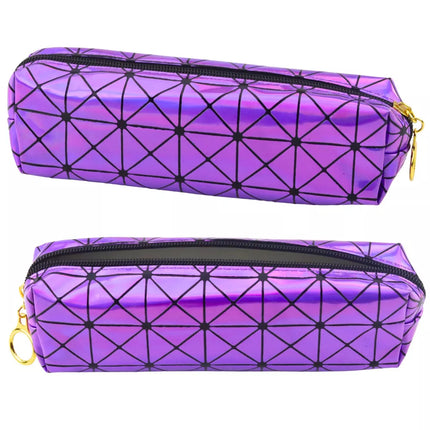 Mokyklinis pieštukų dėklas, vieno skyriaus, su holografiniu raštu, violetinės spalvos, 20x6,5cm