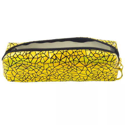 Vienos talpos mokyklinė pieštukinė su holografiniu raštu, auksinė, 20x6.5 cm