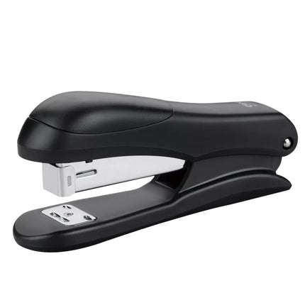 Juodas biuro segiklis, skirtas iki 30 lapų. Komplekte segtukų 24/6. Ilgis 13 cm.