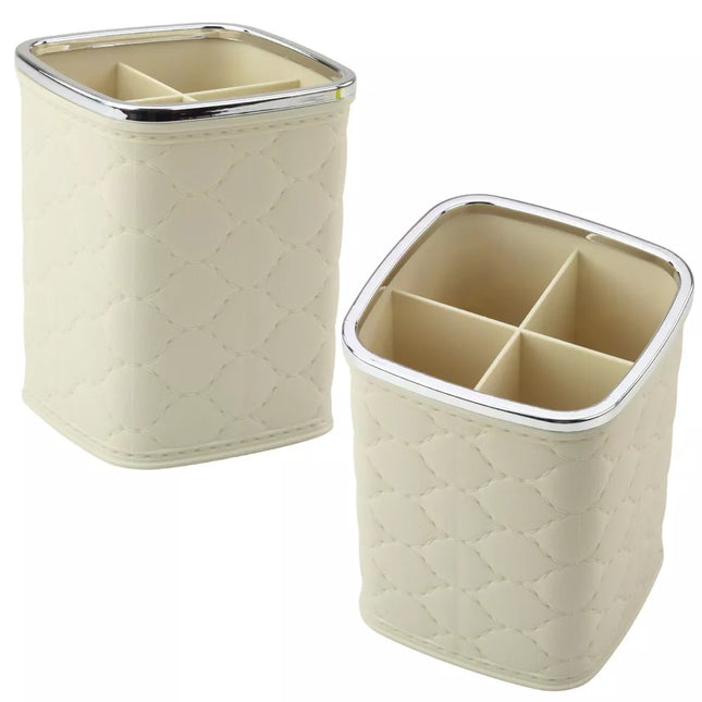 Šepetėlių organizatorius, keturi skyriai, baltas, 12 x 9.5cm