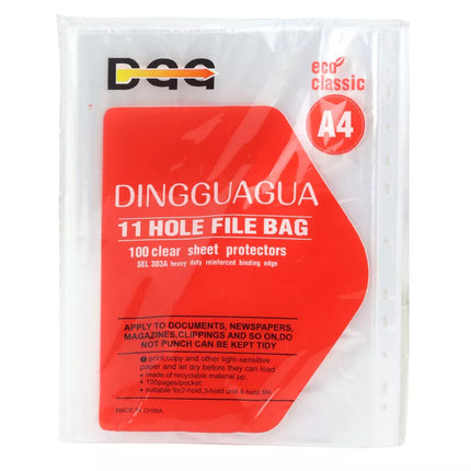 Skaidrios dokumentų kišenėlės su 11 skylių, A4 formatas, 100 vnt.