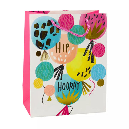 Popierinis dovanų maišelis su gimtadienio raštais, 23 x 18 x 10,5 cm