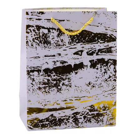 Elegantiškas aukso spalvos ornamentų dovanų maišelis 23 x 18 x 10 cm