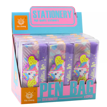 Pieštukinė mokyklinės prekės su vienaragiu violetinė 20 x 8,5 cm