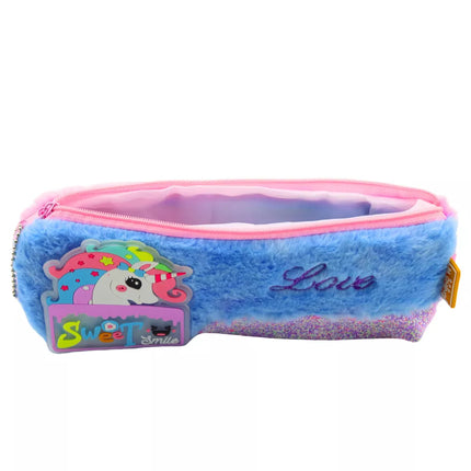 Pliušinis vienaragis penalas, žėrintys elementai, vienaragis, mėlynas