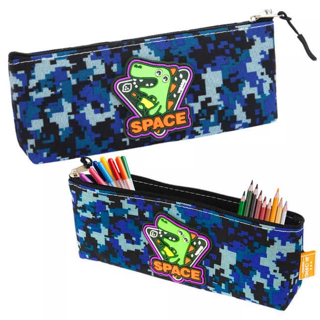 Pieštukinė Dėklas Kosmoso Dinozauras Pikseliai Mėlyna 20x8cm