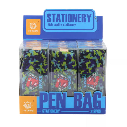 Pieštukinė Dėklas Erdvė Dinozauras Pikseliai Mėlyna Žalia 20x8cm