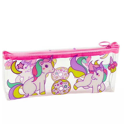 Pieštukinė mokyklos rinkinys skaidrus spurgos vienaragiai 20 x 8,5 x 4 cm