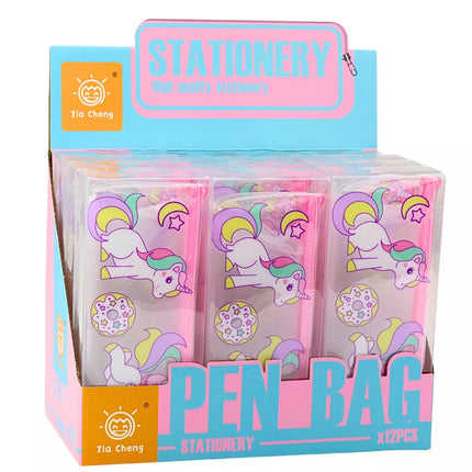 Pieštukinė mokyklos rinkinys skaidrus spurgos vienaragiai 20 x 8,5 x 4 cm