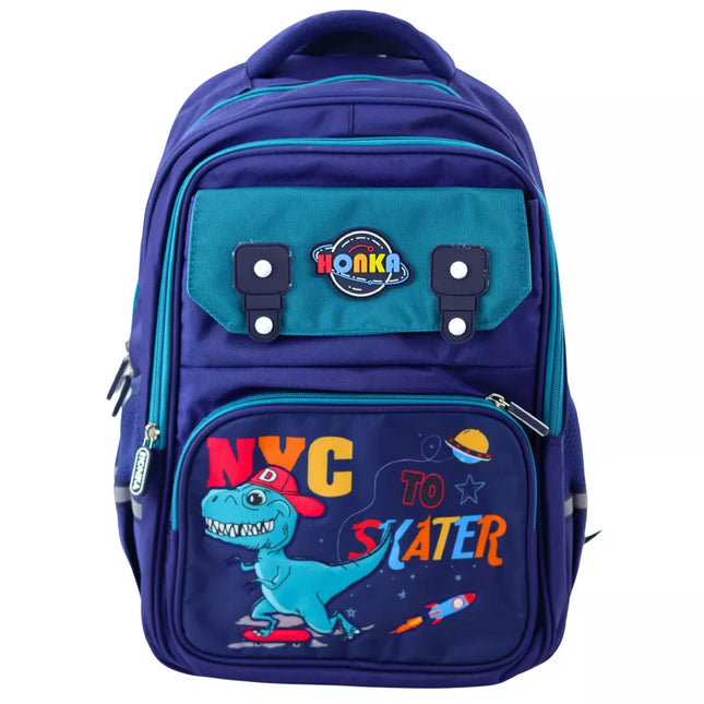 Vaikiška mokyklinė kuprinė "Dinozauras", mėlyna, 41x30x16 cm