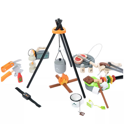 Stovyklavimo rinkinys, medinis laužo priedai, 45 dalys