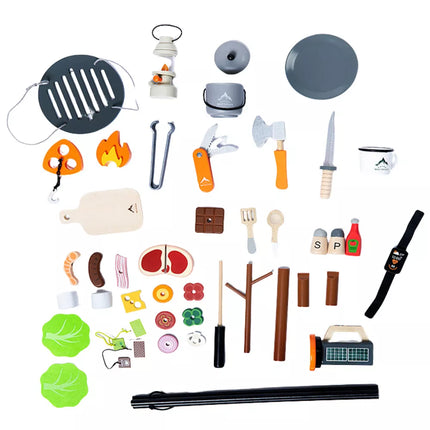 Stovyklavimo rinkinys, medinis laužo priedai, 45 dalys