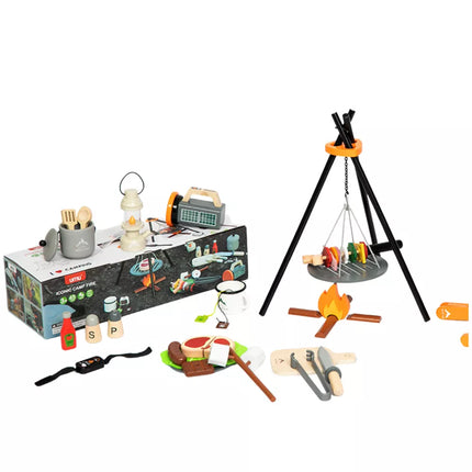 Stovyklavimo rinkinys, medinis laužo priedai, 45 dalys