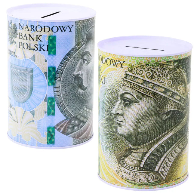 Metalinė taupyklė vaikams, skirta 200/500 zlotų banknotams, 15 x 10,5 cm