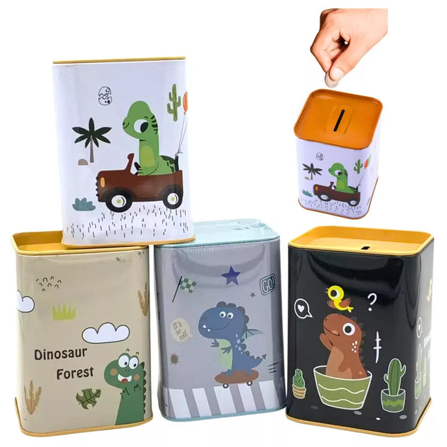 Kiaulytė "Dinozauras automobilyje" Mokymasis taupyti Metalas 11x8cm