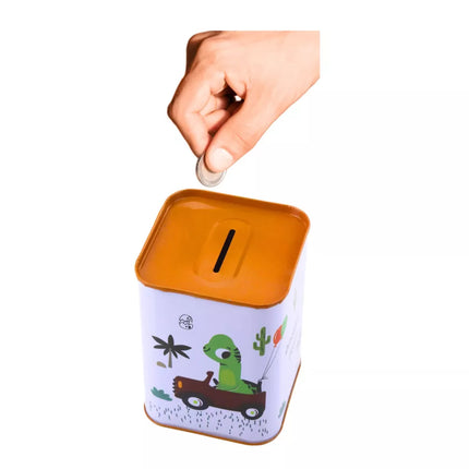 Kiaulytė "Dinozauras automobilyje" Mokymasis taupyti Metalas 11x8cm