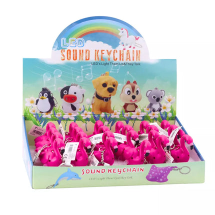 Flamingo kuprinės pakabukas su LED ir garsu, rožinis