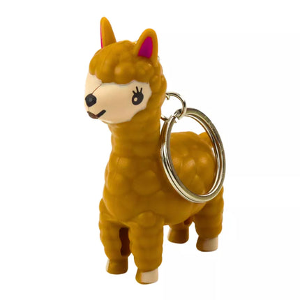 Kuprinės raktų pakabukas su lamos/alpakos LED žibintuvėliu ir garsais